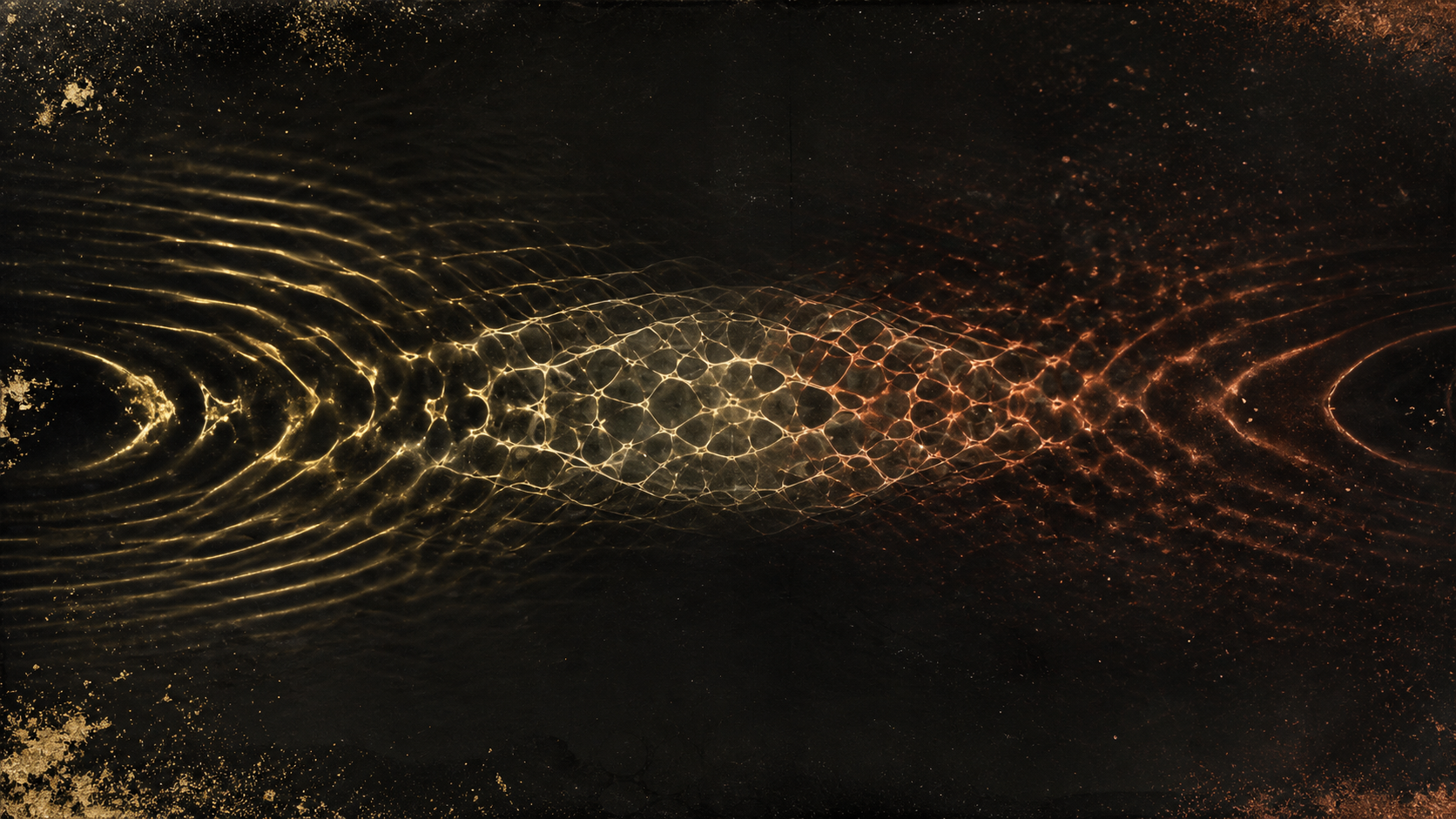 Two incoming waves produce a third living pattern that neither carried alone.